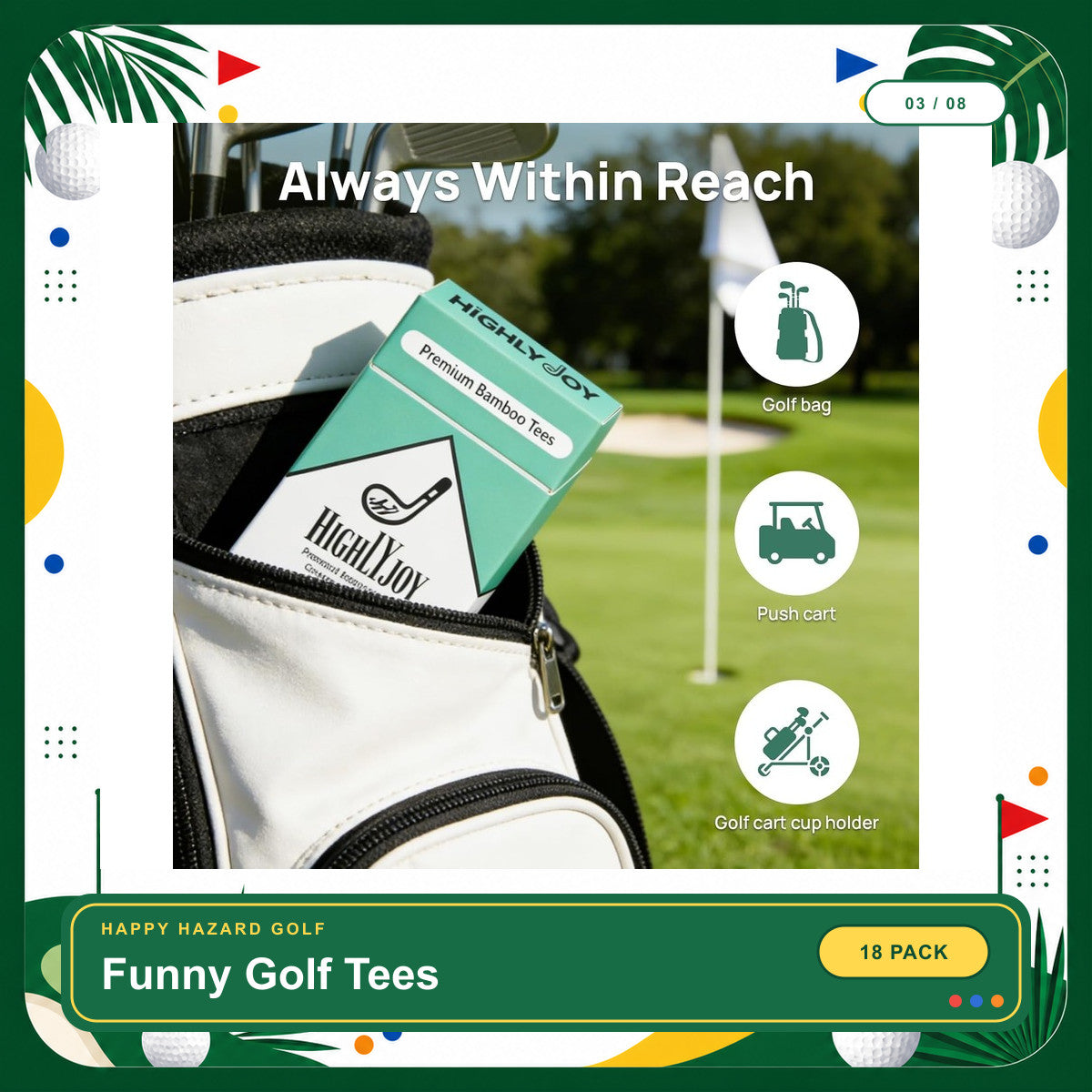 Funny Golf Tees for Men 18 Pack 3 1/4'' | Cool Golf Accessories for Men, Funny Golf Gifts for Men & Him, Unique Golf Birthday Gifts for Men