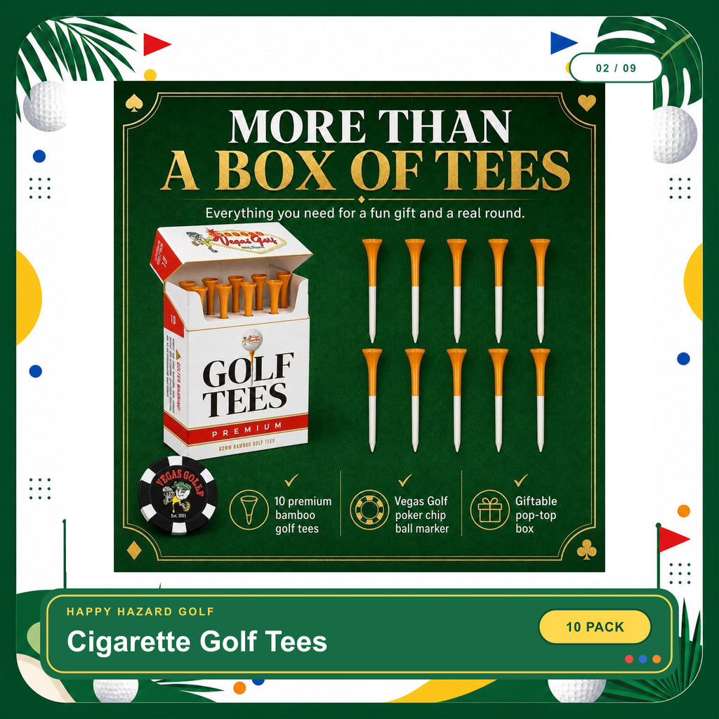 Cigarette Golf Tees 10 Pack, Premium Bamboo 3.25 Inch Tees in Novelty Pop-Top Box with Poker Chip Ball Marker, Funny Golf Gift for Men, Dad, Husband - Father'S Day & Birthday Gift | Bamboo Material Golf Tees