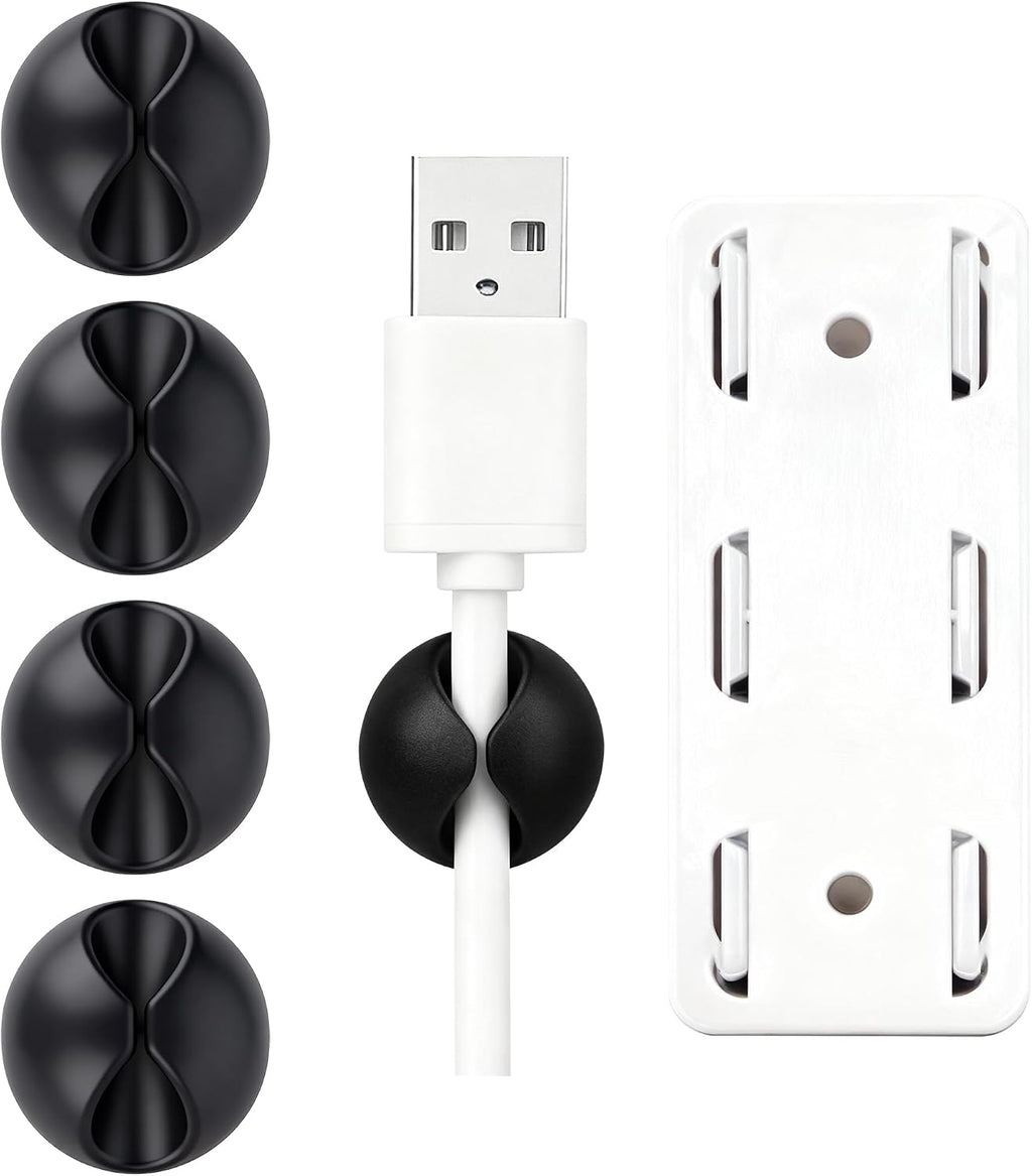 Cord Cable Organizer Clips, 4 Pack Charging Wire Cable Holder with Power Strip Holder for Desk Nightstand Phone
