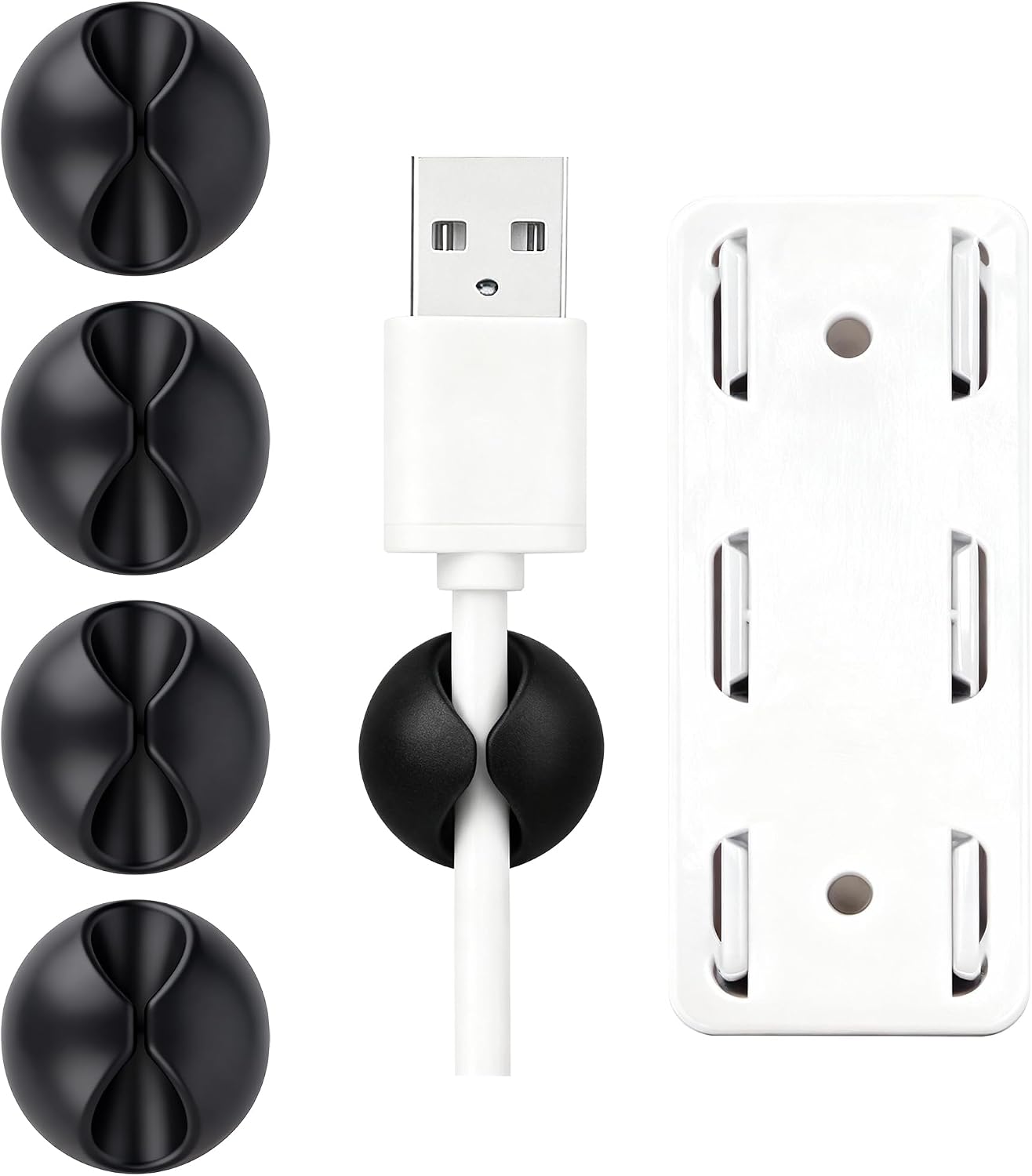 Cord Cable Organizer Clips, 4 Pack Charging Wire Cable Holder with Power Strip Holder for Desk Nightstand Phone