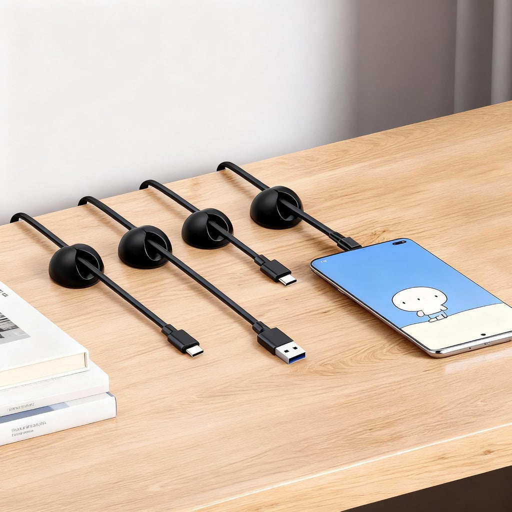 Cord Cable Organizer Clips, 4 Pack Charging Wire Cable Holder with Power Strip Holder for Desk Nightstand Phone