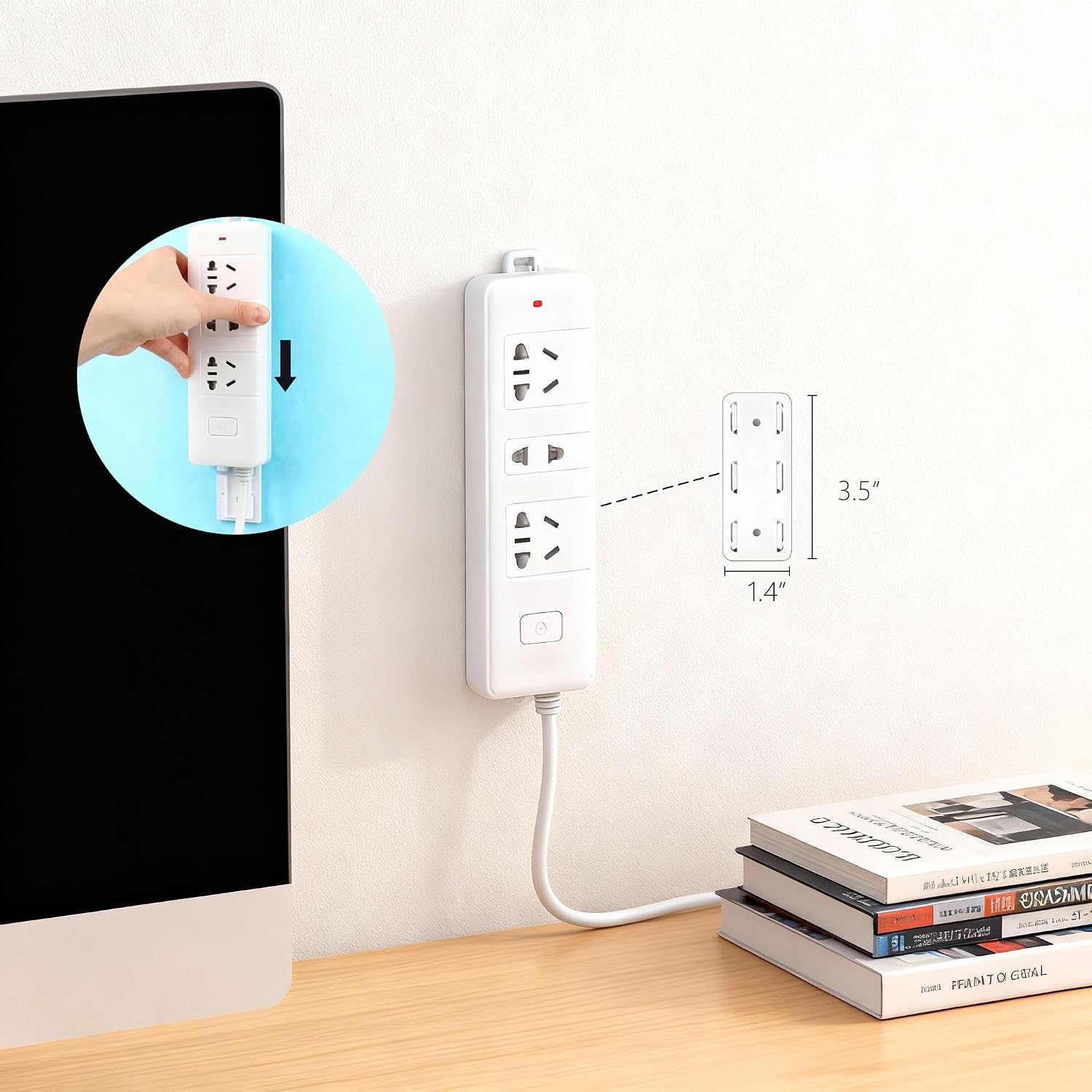 Cord Cable Organizer Clips, 4 Pack Charging Wire Cable Holder with Power Strip Holder for Desk Nightstand Phone