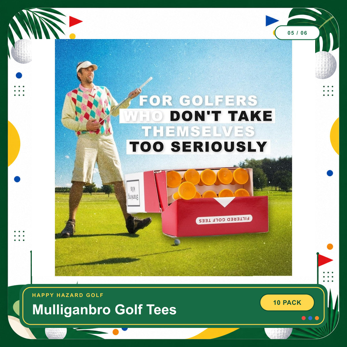 - Funny Golf Tees – Mulliganbro 10 Pack - Funny Golf Gift for Men - Parody Golf Accessories - Cool Novelty Tees for Golfers - Golf Gag Gift