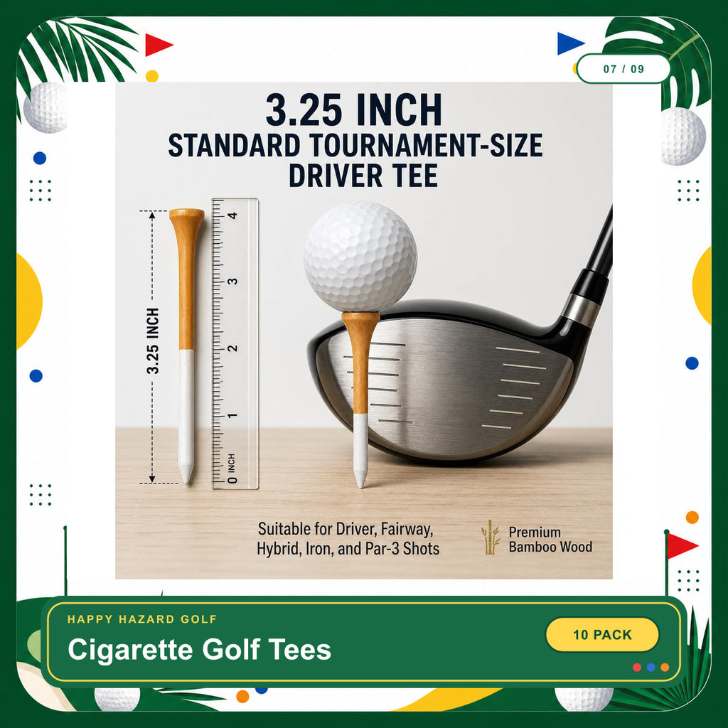Cigarette Golf Tees 10 Pack, Premium Bamboo 3.25 Inch Tees in Novelty Pop-Top Box with Poker Chip Ball Marker, Funny Golf Gift for Men, Dad, Husband - Father'S Day & Birthday Gift | Bamboo Material Golf Tees