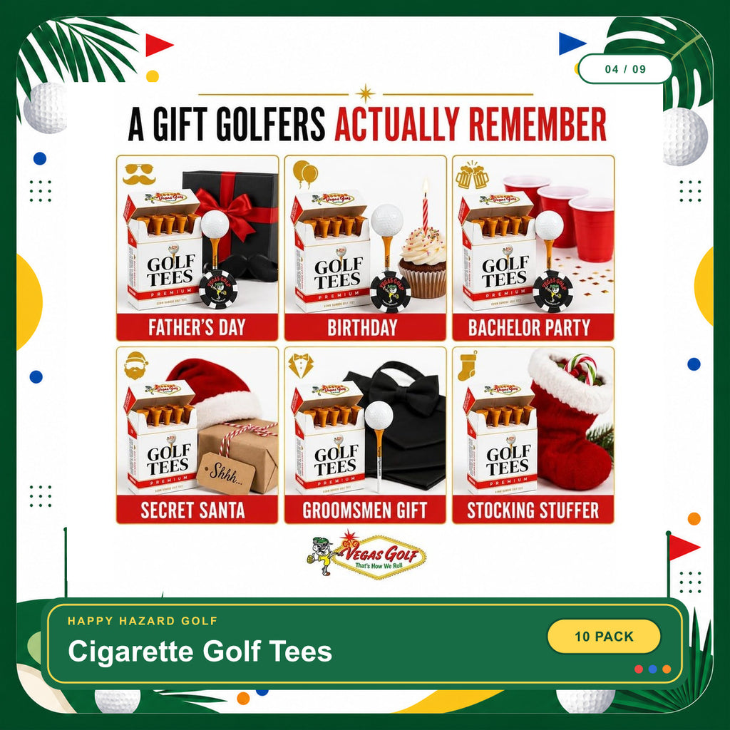 Cigarette Golf Tees 10 Pack, Premium Bamboo 3.25 Inch Tees in Novelty Pop-Top Box with Poker Chip Ball Marker, Funny Golf Gift for Men, Dad, Husband - Father'S Day & Birthday Gift | Bamboo Material Golf Tees