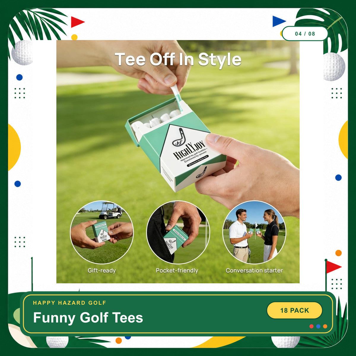 Funny Golf Tees for Men 18 Pack 3 1/4'' | Cool Golf Accessories for Men, Funny Golf Gifts for Men & Him, Unique Golf Birthday Gifts for Men
